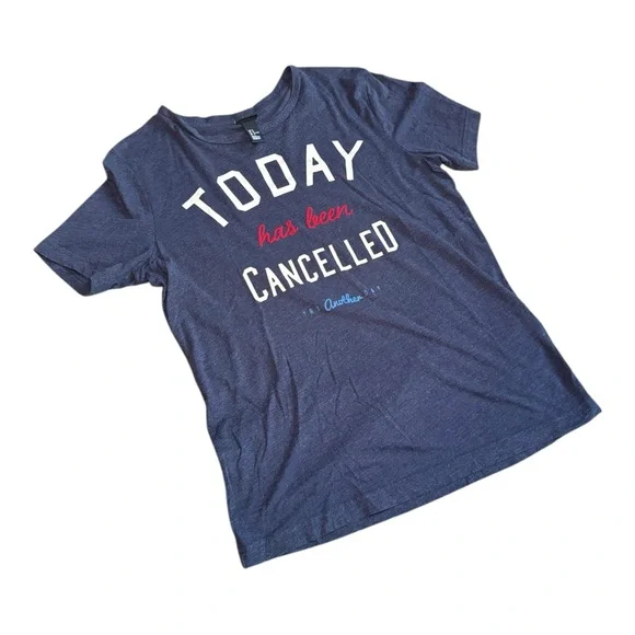 H&M “Today Has Been Cancelled” Graphic Tee – Navy – Size M - Picture 3 of 7